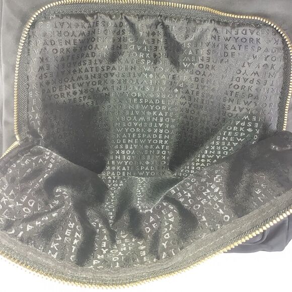 Kate Spade Nylon Backpack Black Gold Hardware Large Laptop School Travel Tote - Picture 9 of 16